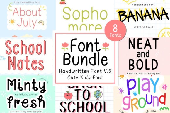 Neat & Clean Handwritten Bundle V.2: 8 Charming Fonts